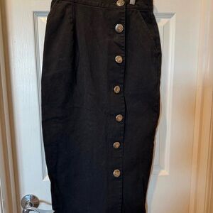 Black Vintage Buttoned Women's Pencil Skirt